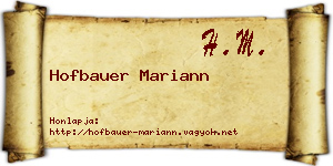 Hofbauer Mariann névjegykártya
